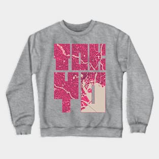 Tokyo, Japan City Map Typography - Blossom Crewneck Sweatshirt